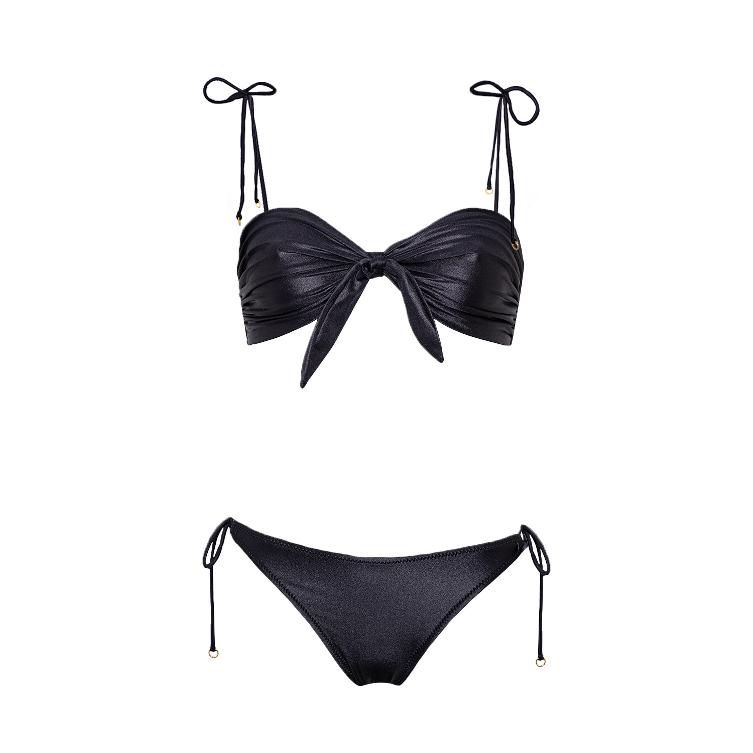 Aulala Paris Women's Miss Enthusiastic Shiny Bikini Set - Black In Black
