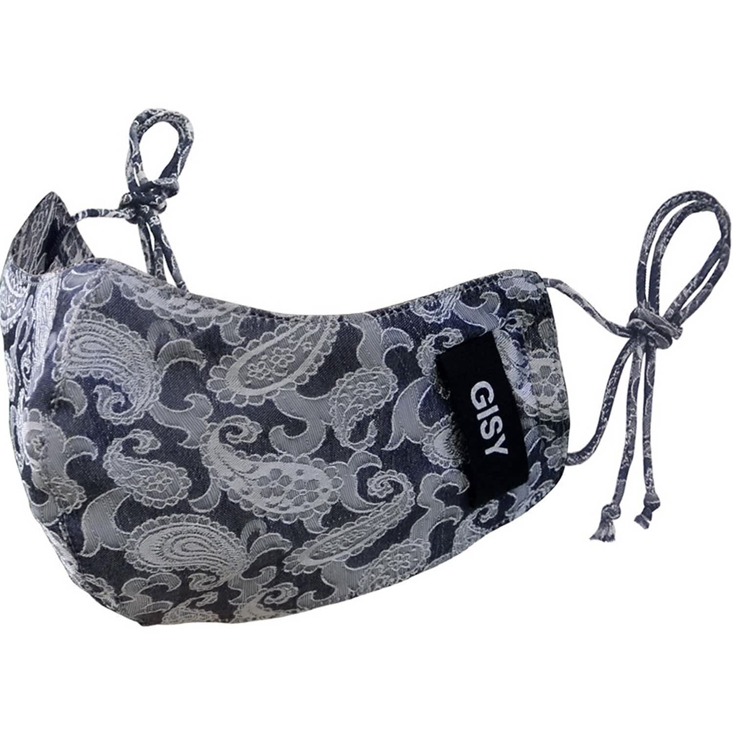 Grey Pure Silk Jacquard Face Mask One Size Gisy Wolf Badger