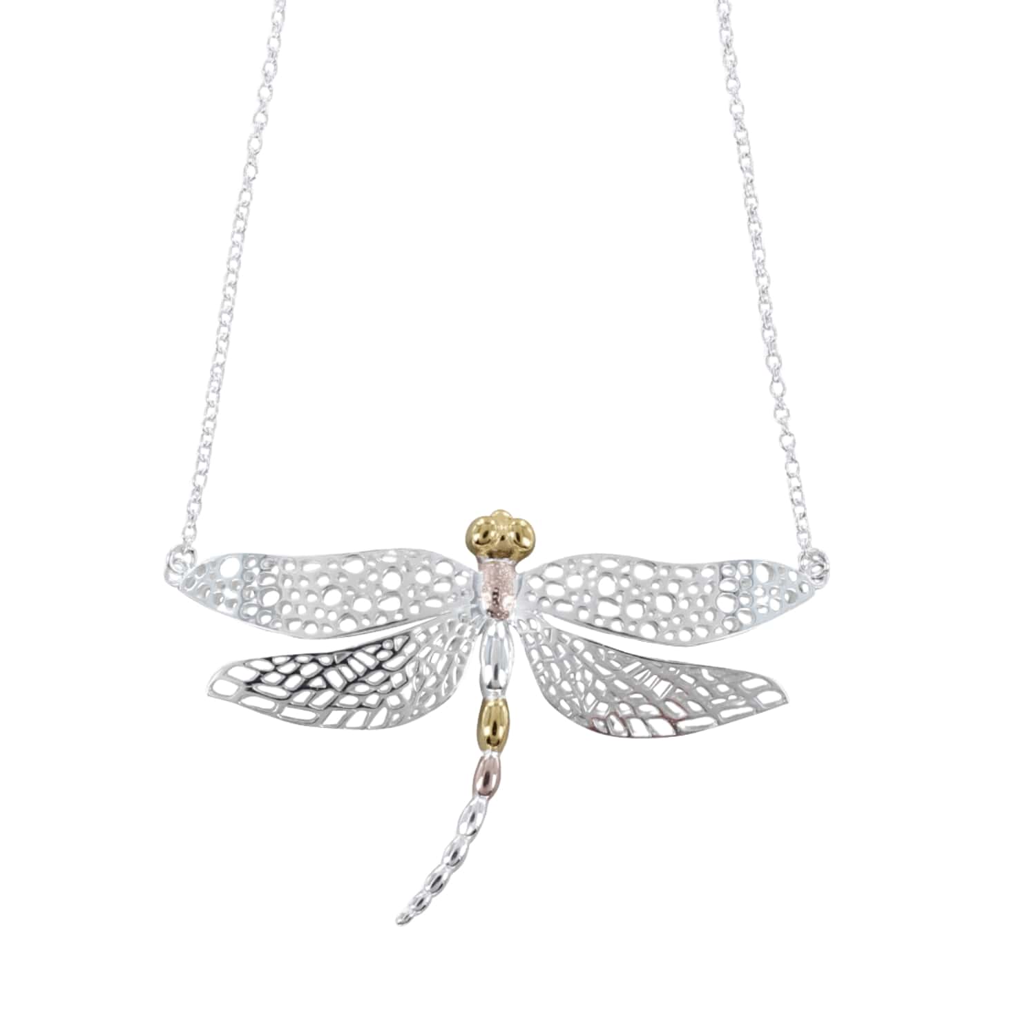 Women’s Gold / Silver / Rose Gold Dazzling Dragonfly Necklace Reeves & Reeves