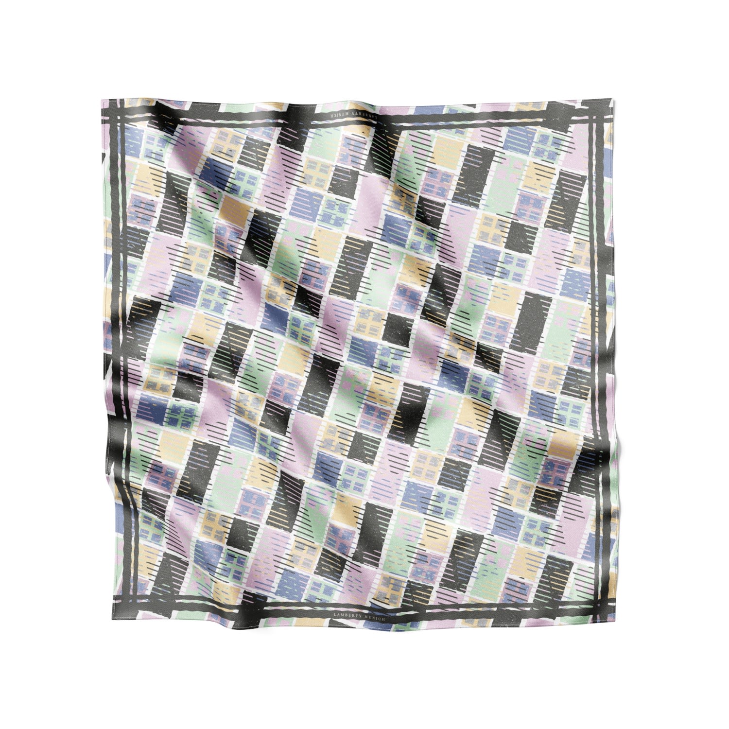 Lamberty Munich X Katchmagic London Women's Checkerboard Chic - Midi Silk Scarf In Gray