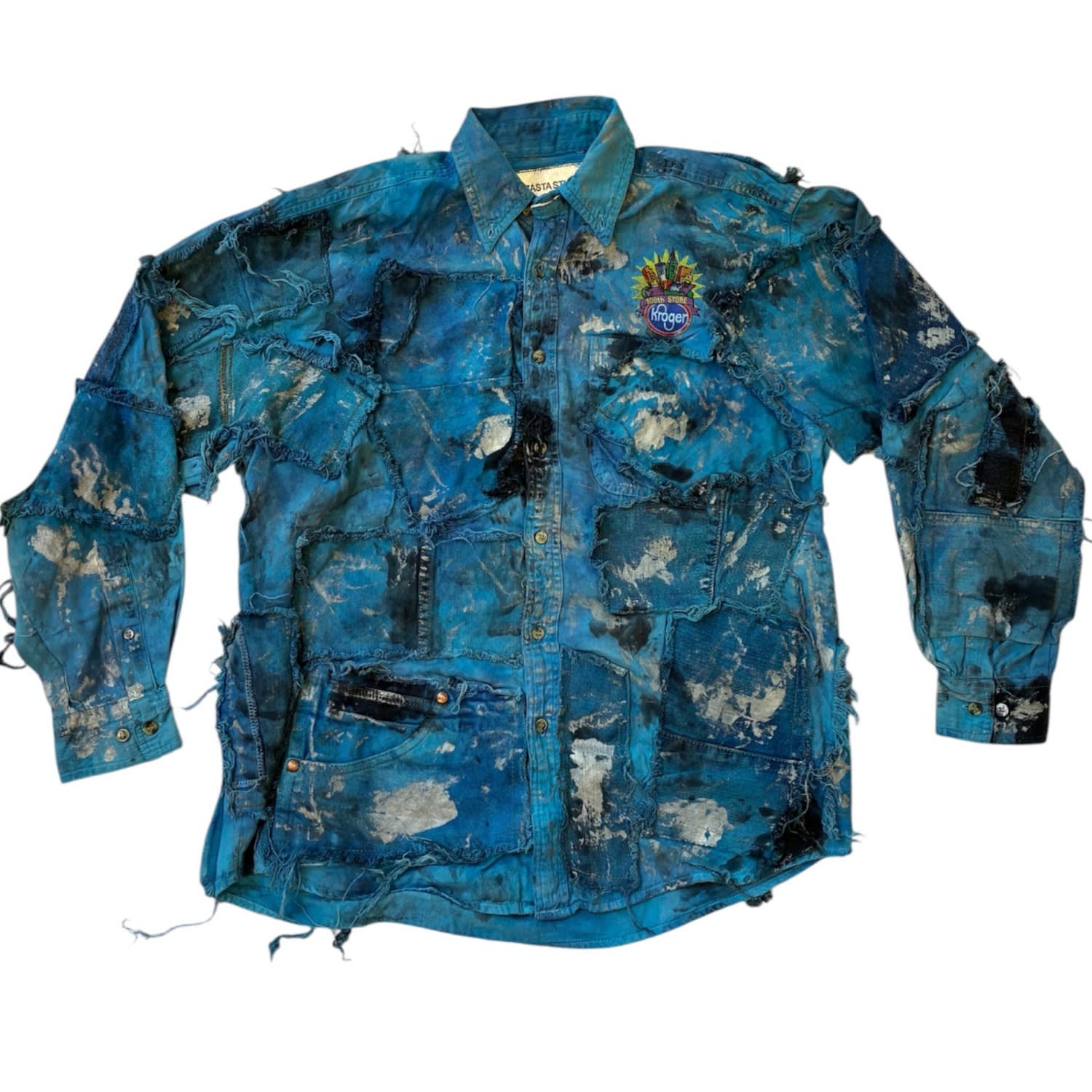 Women's Wearable Ruins Shredded Denim Colored Shirt F | Medium | Zastastudio