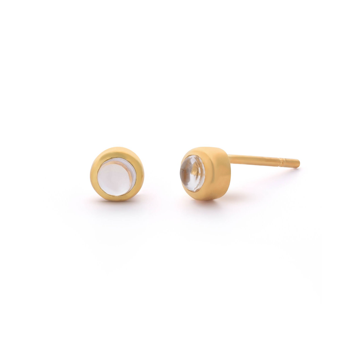 Nellou Jewellery Women's Neutrals Crystal Gem Dot April Birthstone Earrings Gold Plated Sterling Silver