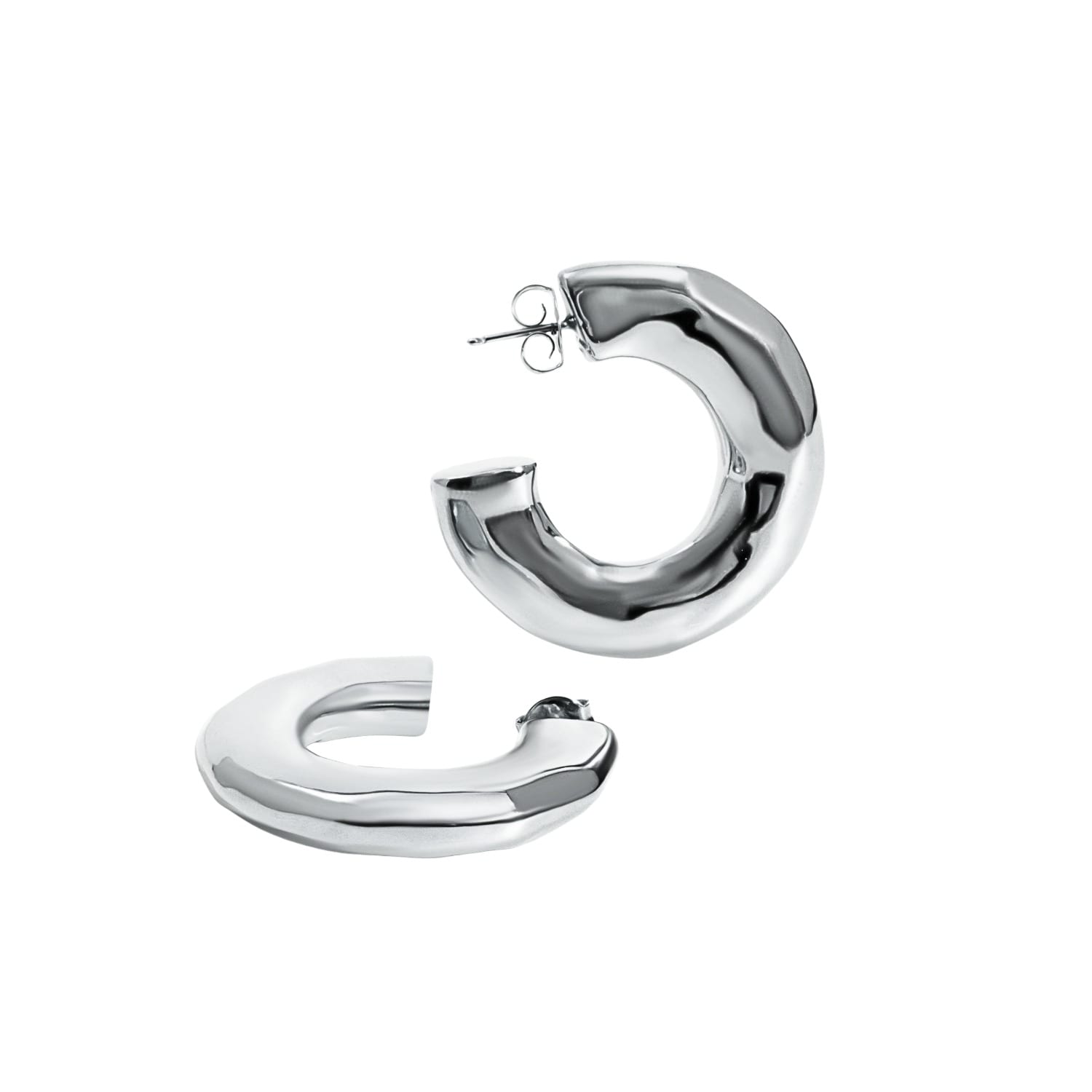 Denise Pacini Women's Emma Silver Hammered Statement Open Hoops