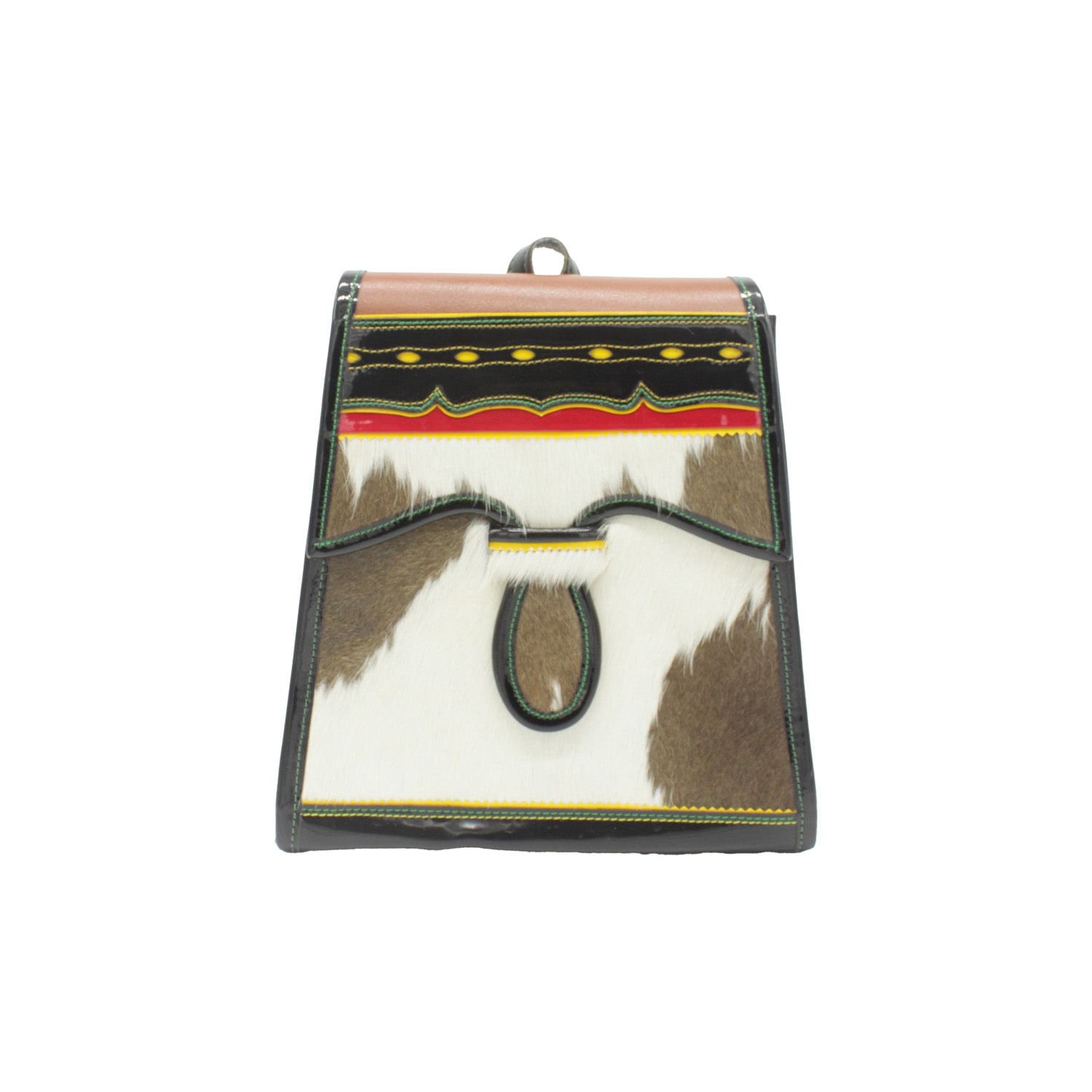 Santuario Women's Brown / White El Morral Leather Cowhide Backpack, Brown & White In Multi
