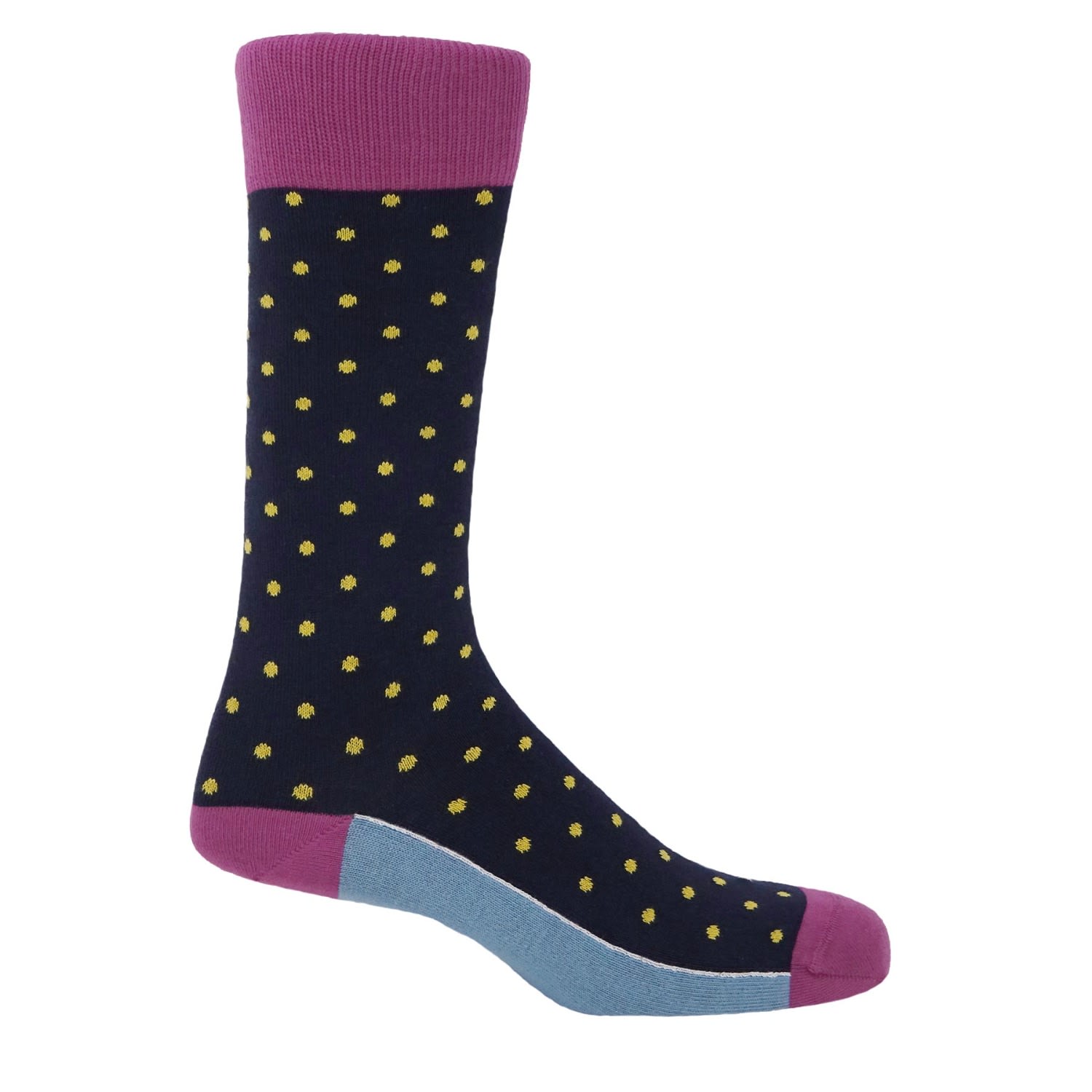 Peper Harow - Made In England Black Pin Polka Men's Socks - Midnight In Black