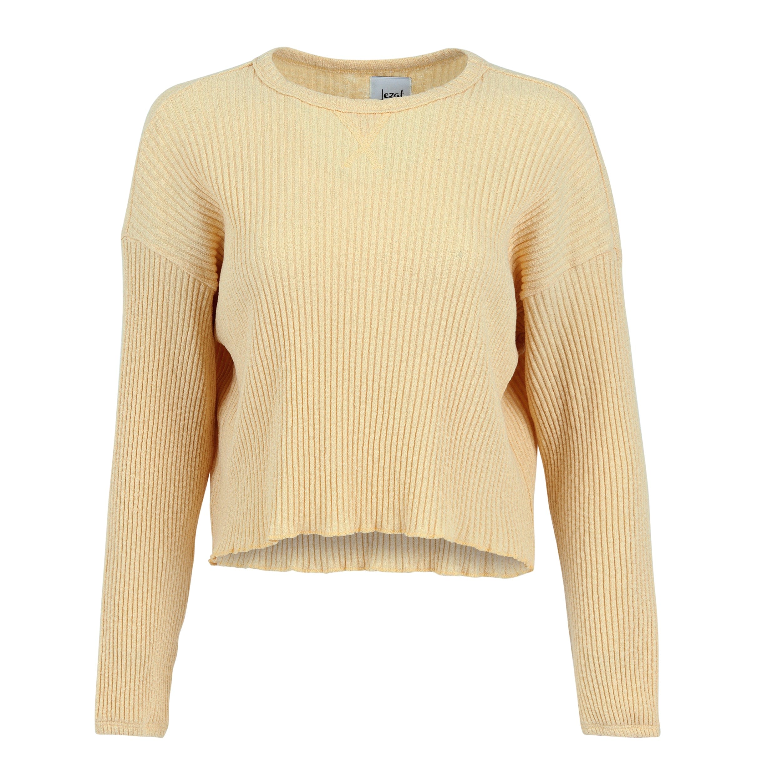 Women’s Fiona Organic Cotton Waffle Thermal Pullover Top - Canary Large Lezat