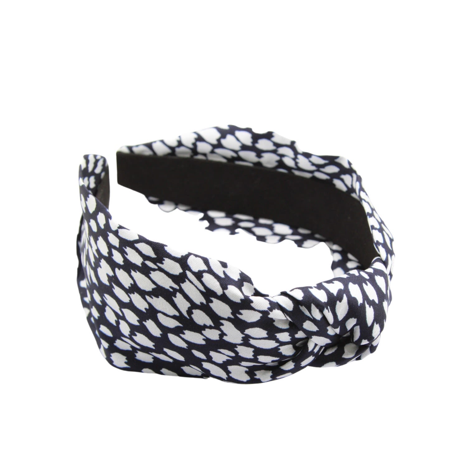 Women’s White / Blue Knotted Satin Silk Headband / Wild Dots One Size Gosia Orlowska