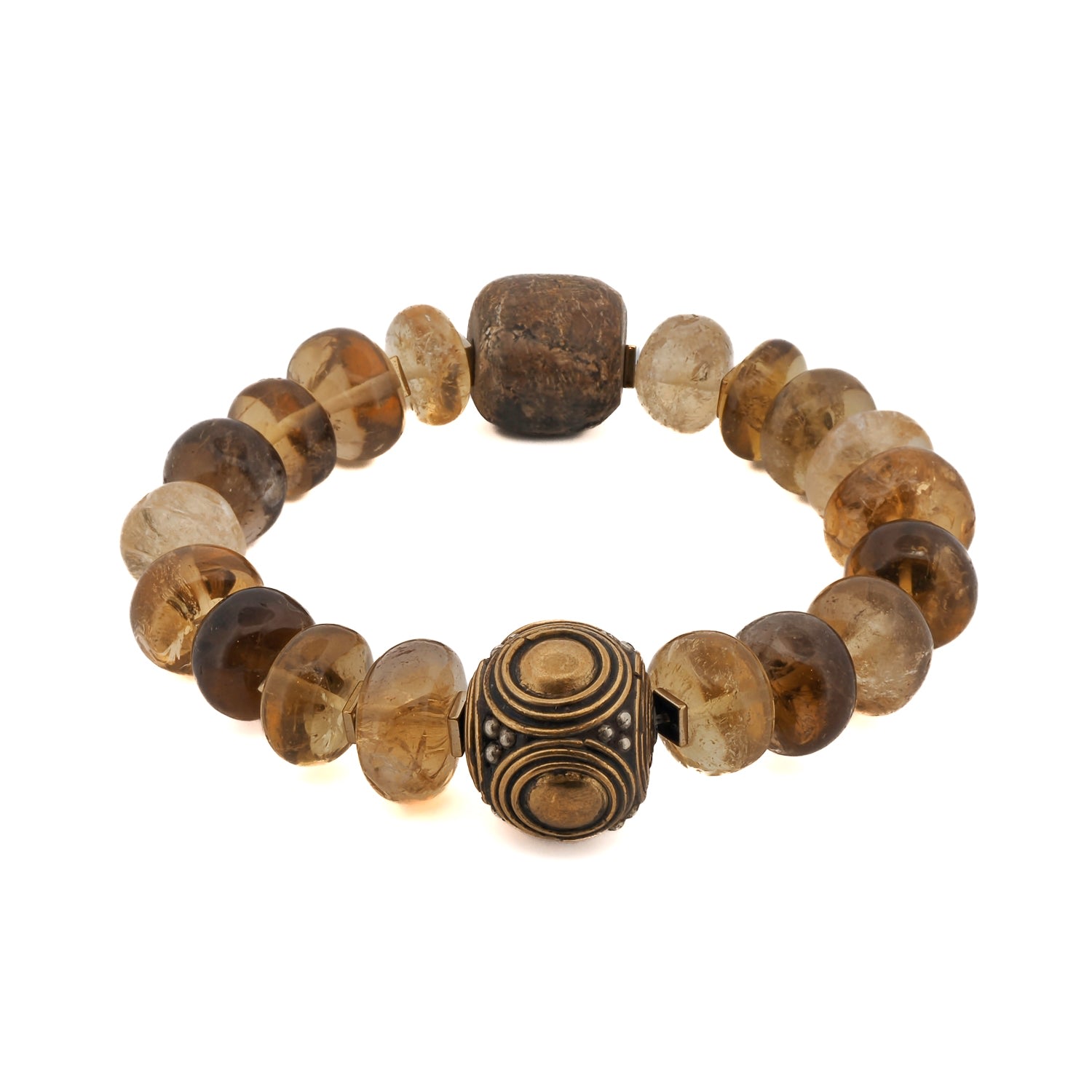 Women’s Gold / Brown Abundance & Success Citrine Stone Beaded Bracelet - Brown Ebru Jewelry