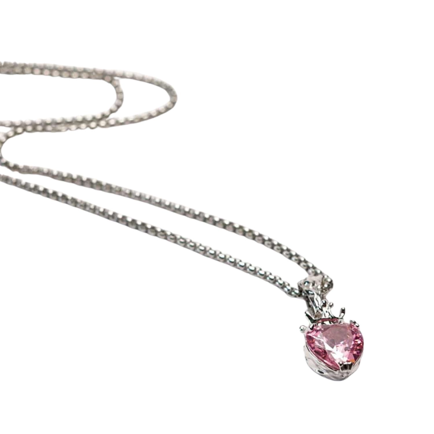 Iskra Women's Silver / Pink Titanic Rose Crystal Necklace In Multi