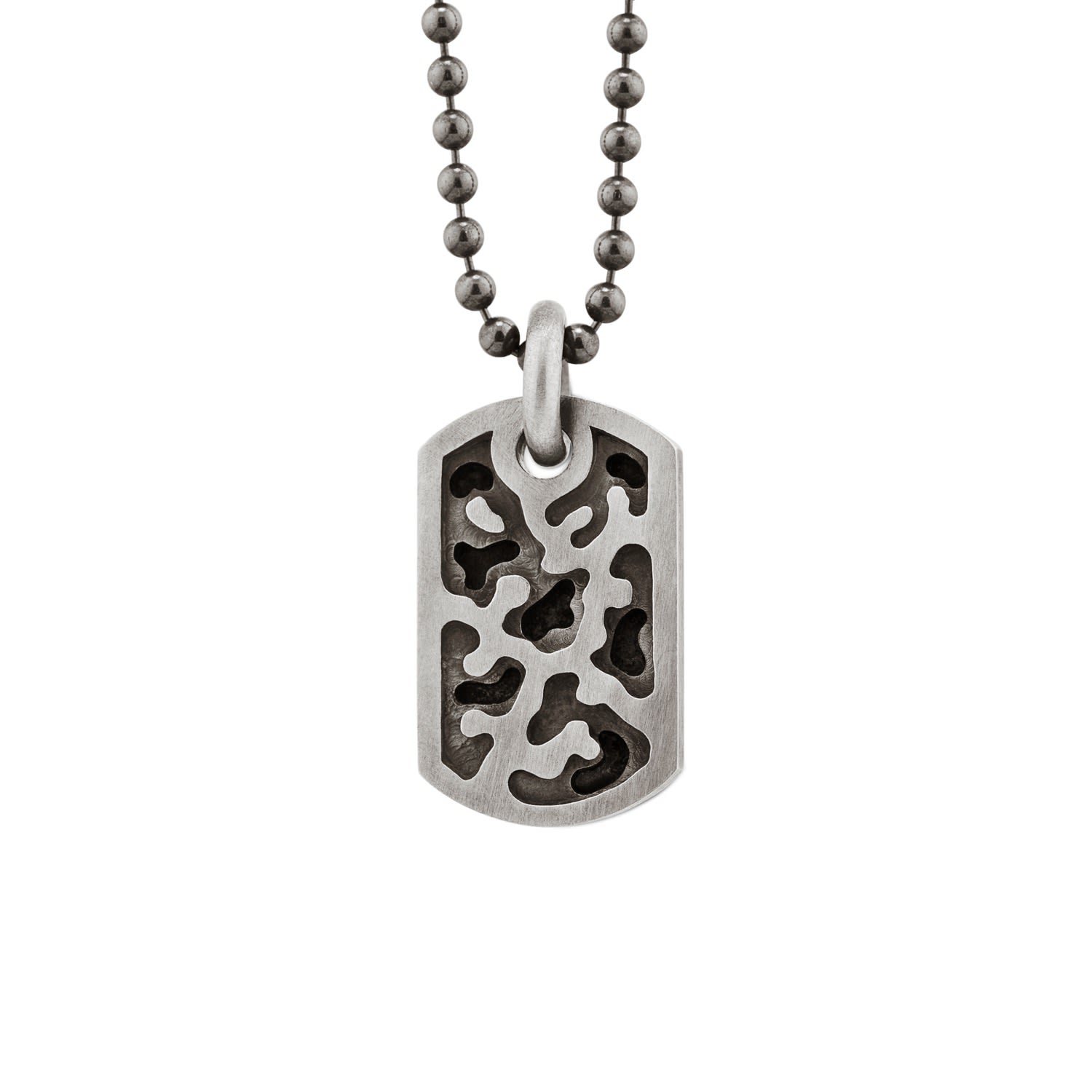 Men’s Small Camouflage Dog Tag In Sterling Silver Snake Bones