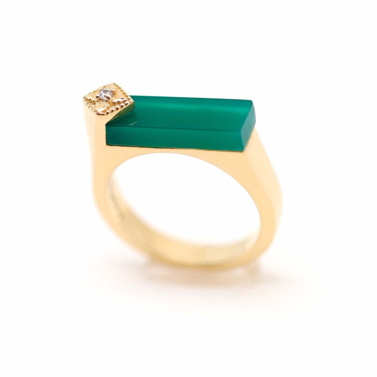 Women’s Gold / Green Louisette Green Onyx Ring Lambertine Sas