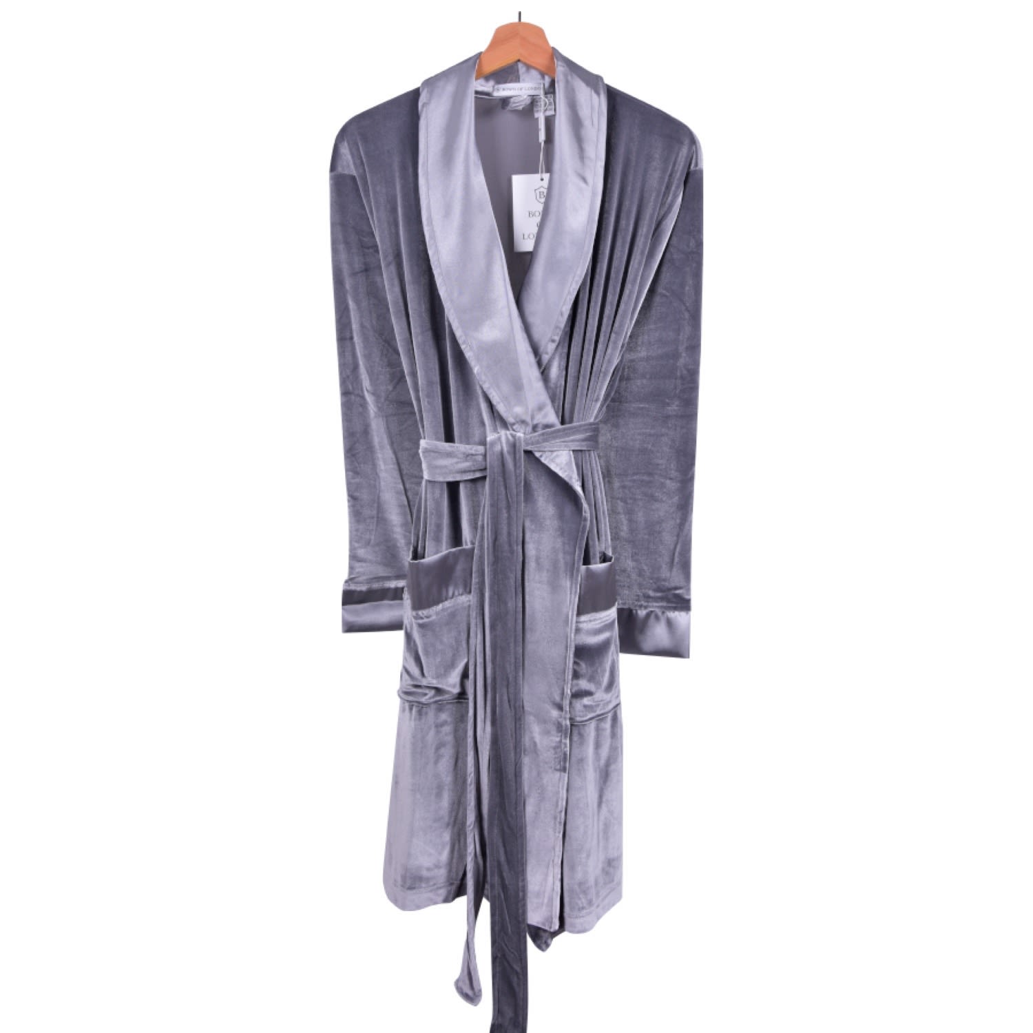 Bown Of London Lunar Ladies Velvet Robe In Grey In Gray