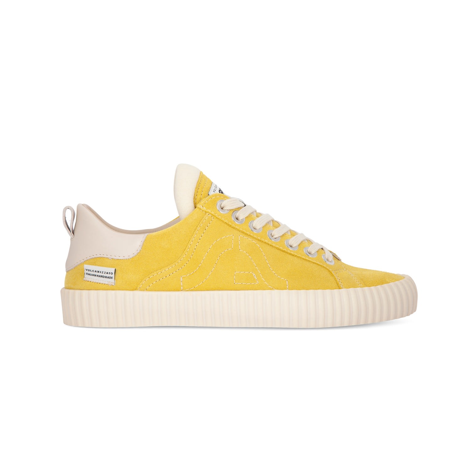 Springa | Unique Vulcanized Sneakers Italian Handmade Men's Wavy Suede Yellow Sneakers In Yellow
