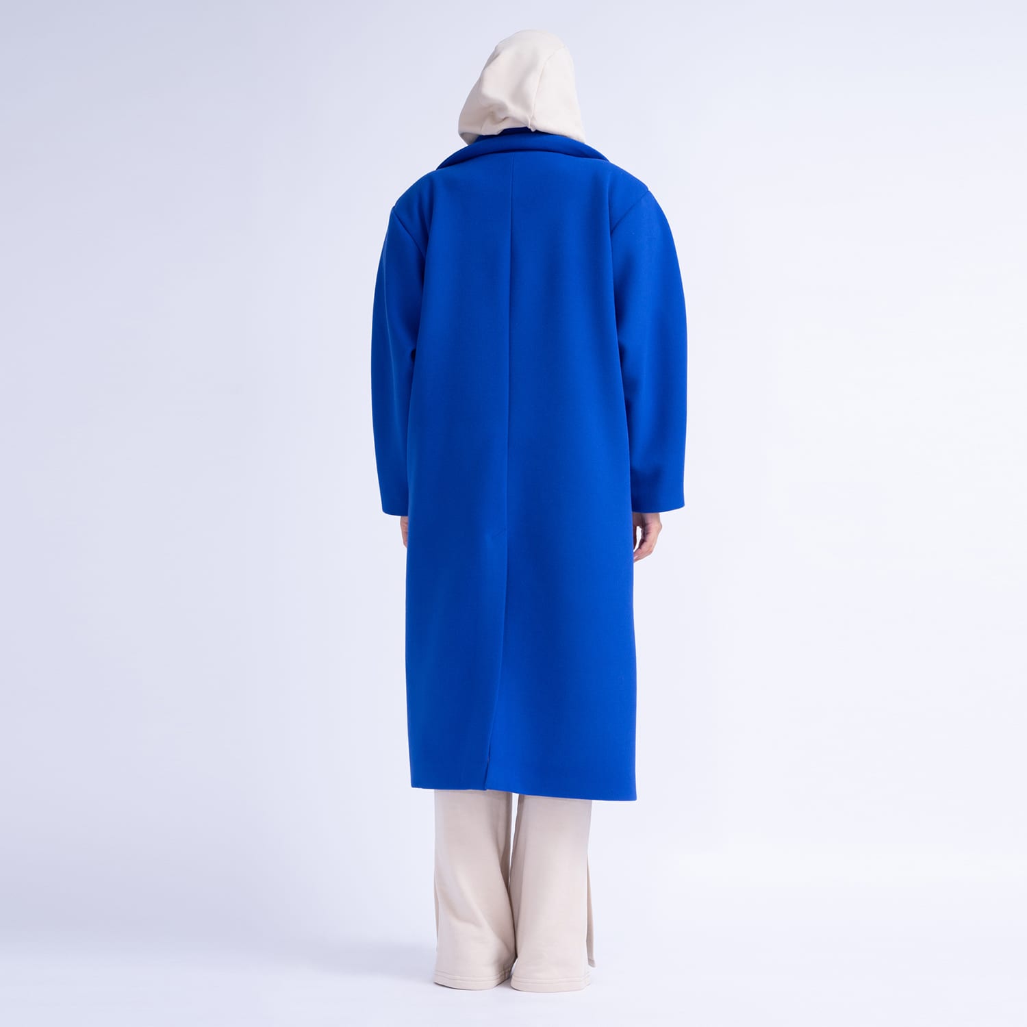 Electric blue wool coat top