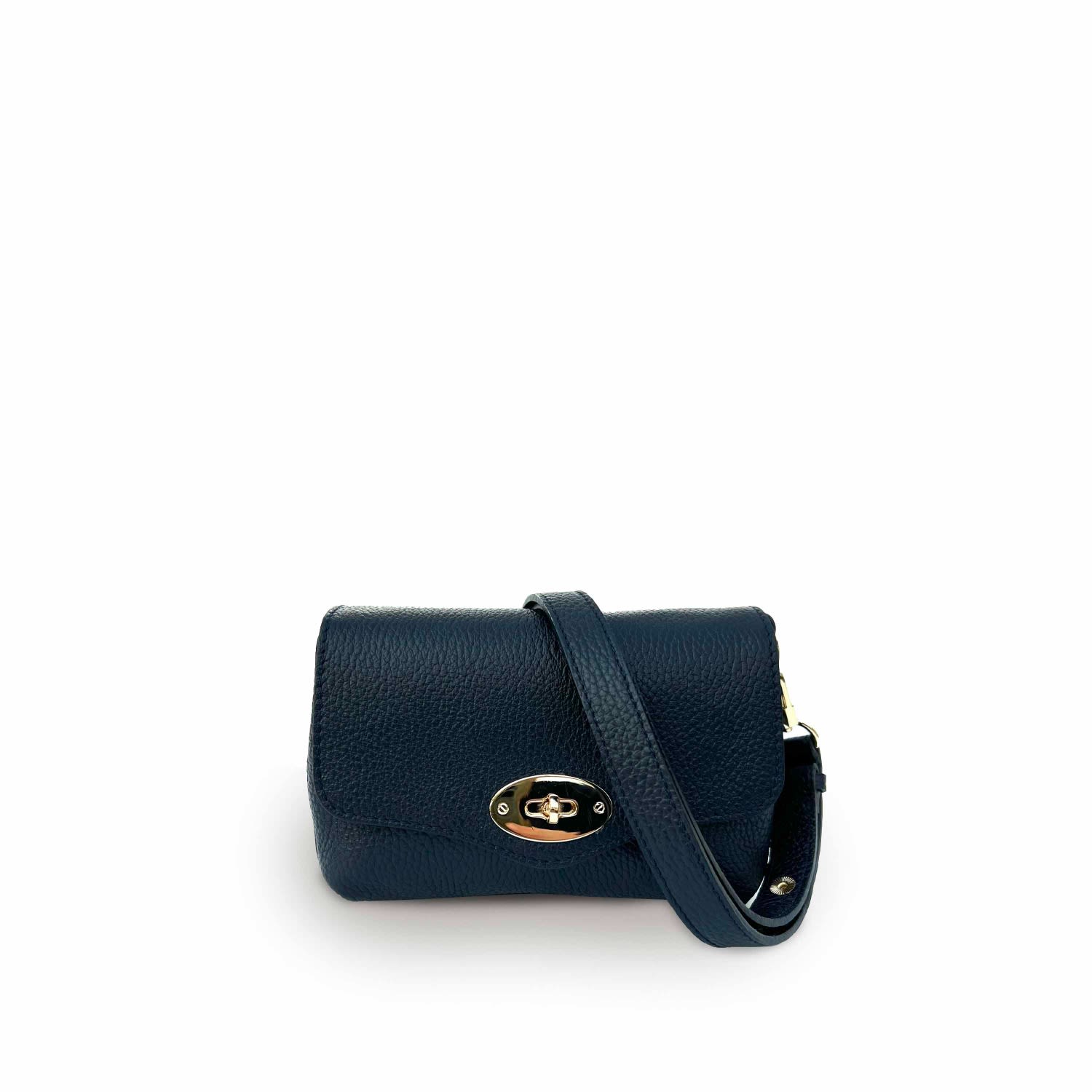 Apatchy London Women's Blue The Maddie Navy Leather Bag In Animal Print