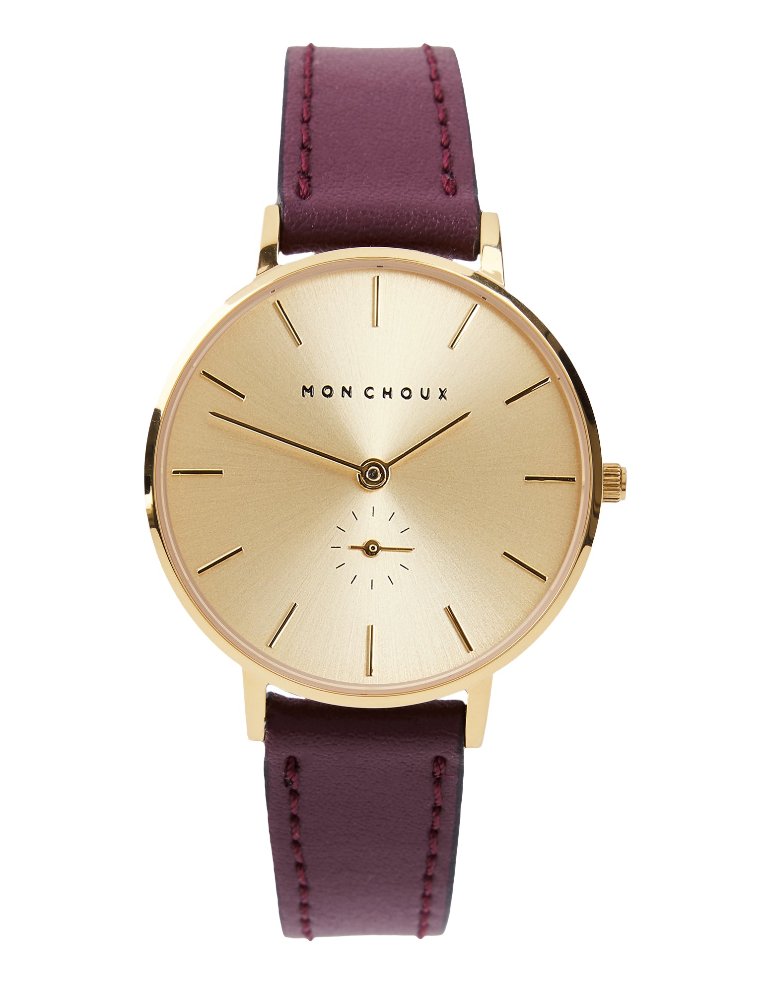 Women’s Red / Gold / Pink Lille Gold Vegan Watch In Burgundy Grape Leather Mon Choux