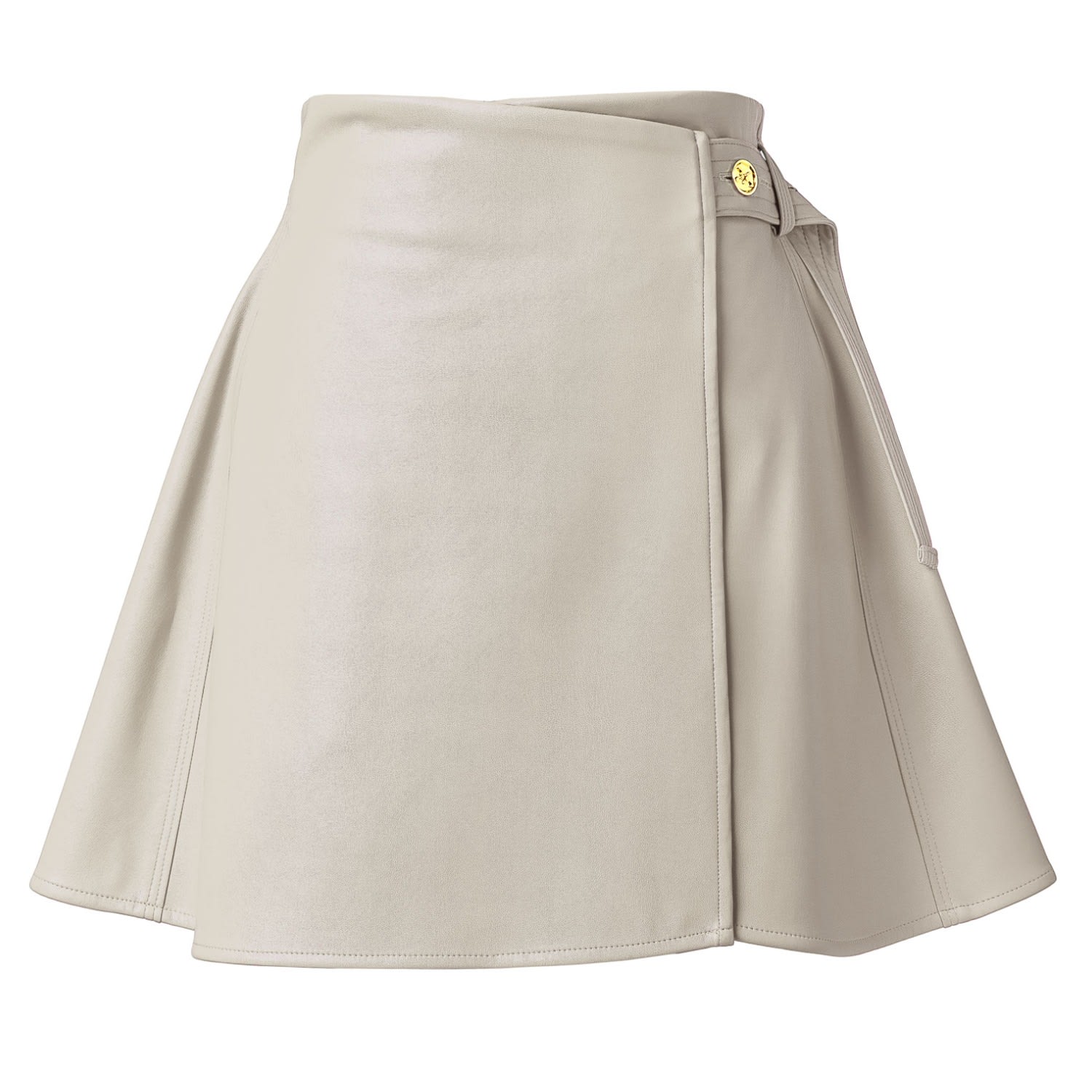 Kargede Women's White / Neutrals Eggshell White Vegan Leather Wrap Skirt - Mini Length With Belt In Neutral
