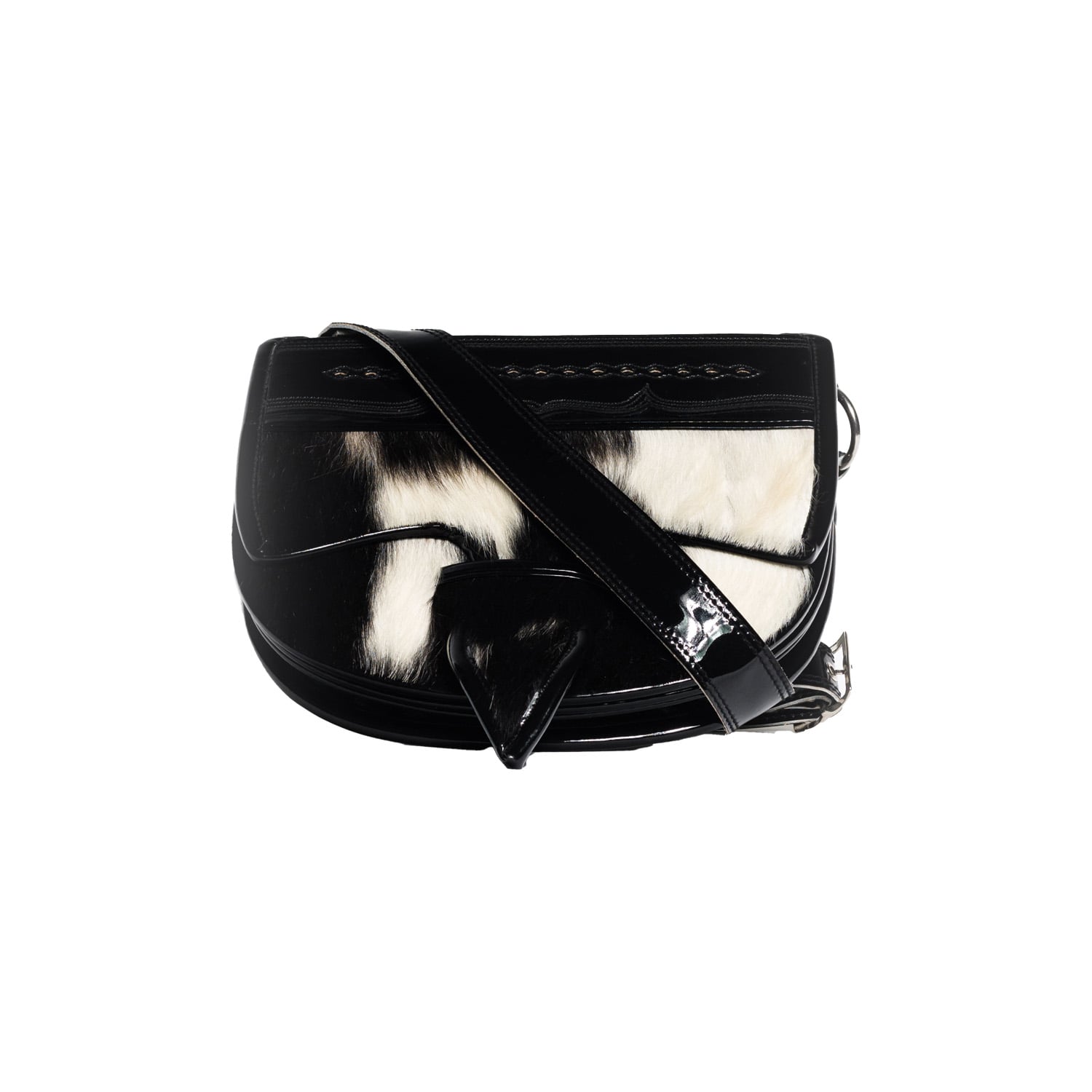 Santuario Women's Black / White La Dama Crossbody Leather Cowhide Bag, Black & White In Multi
