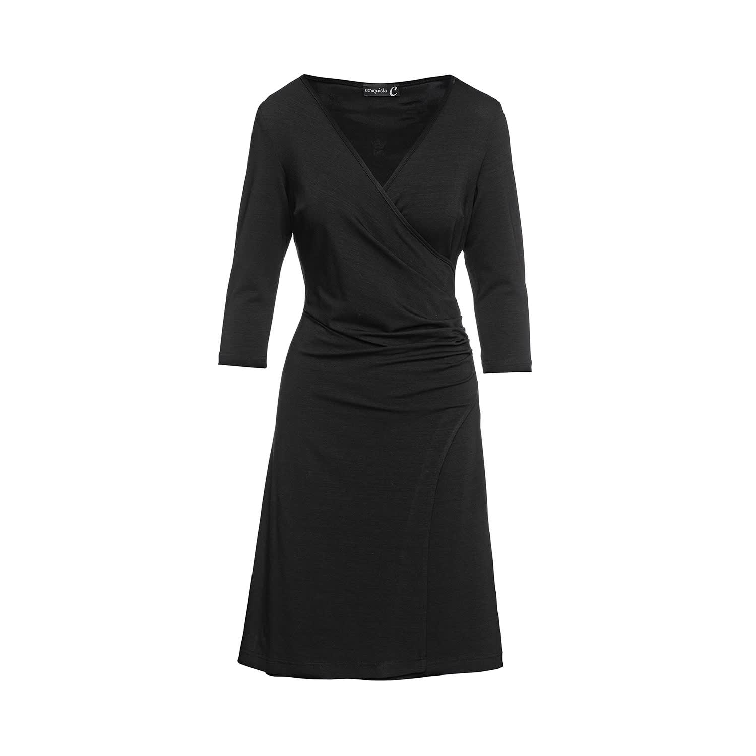 black faux wrap dress