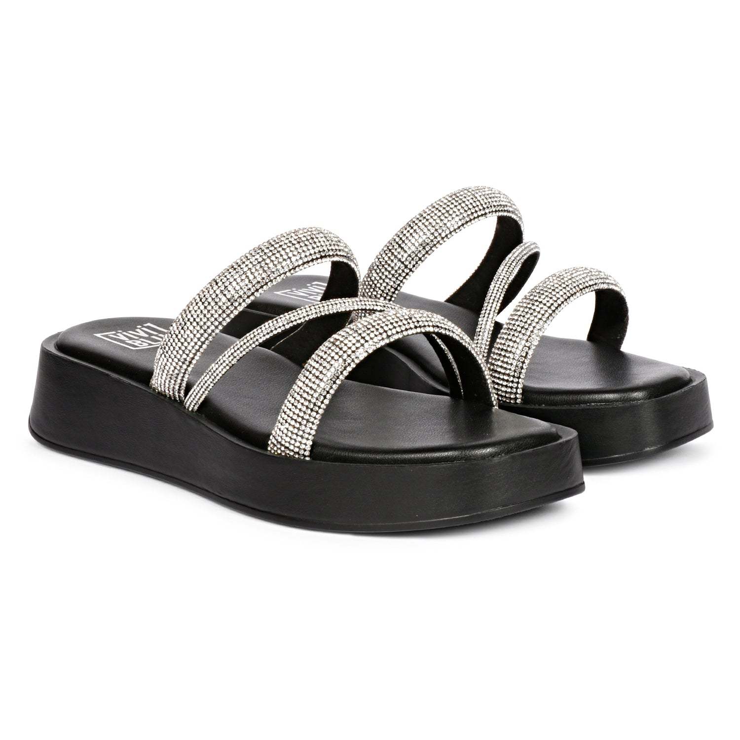 Saint G Ren Platform Wedge Slide Sandal In Silver
