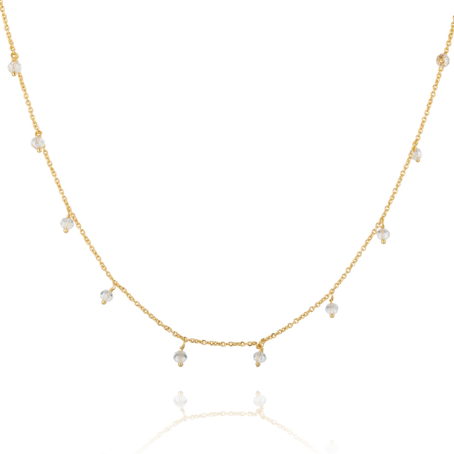 Coco & Kinney Women's Gold / White / Neutrals April Birthstone Necklace- Clear Quartz In Multi
