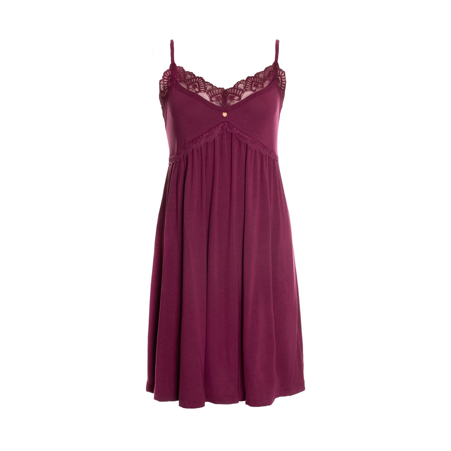 Pretty You Women's Red Bamboo Lace Chemise Nightdress In Bordeaux In Burgundy