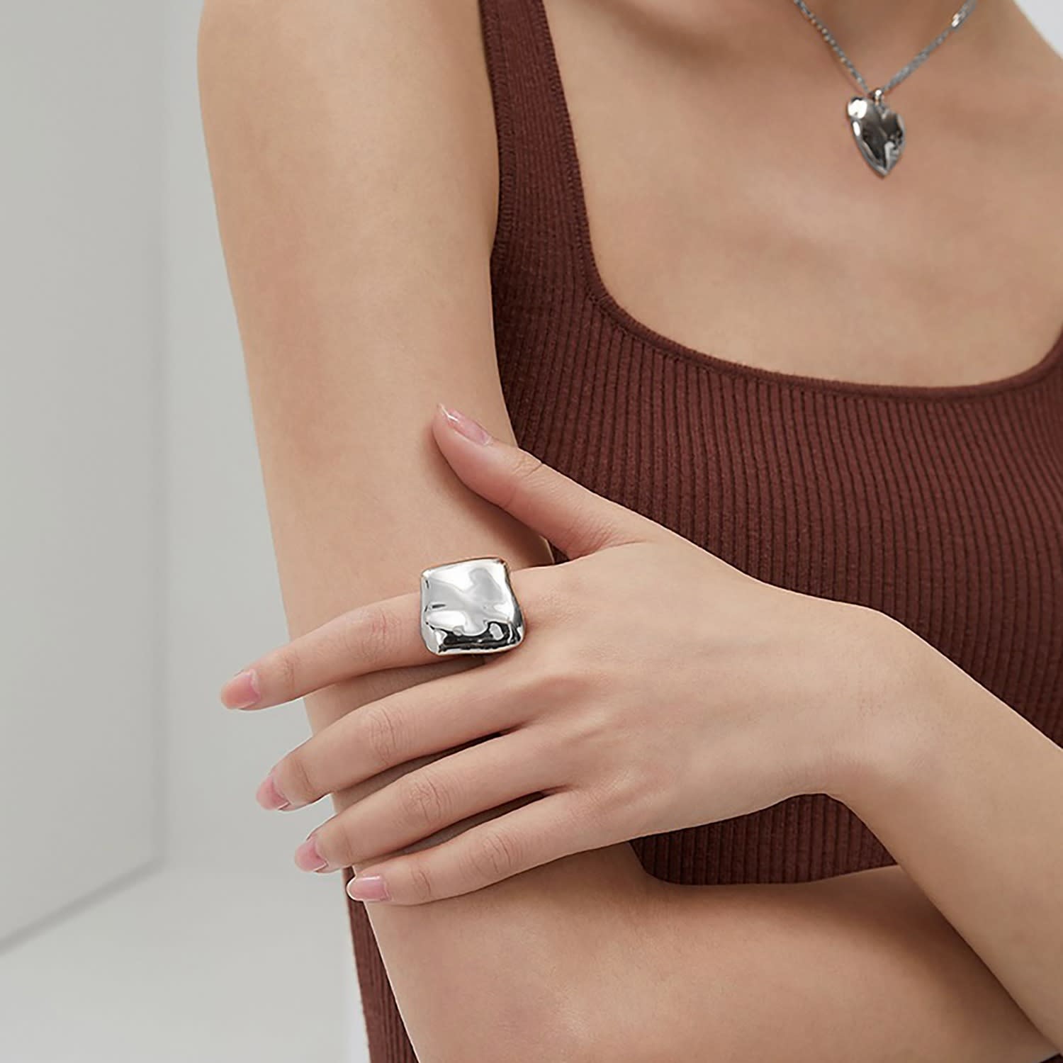 Big Square Chunky Sterling Silver Ring | Ms. Donna | Wolf