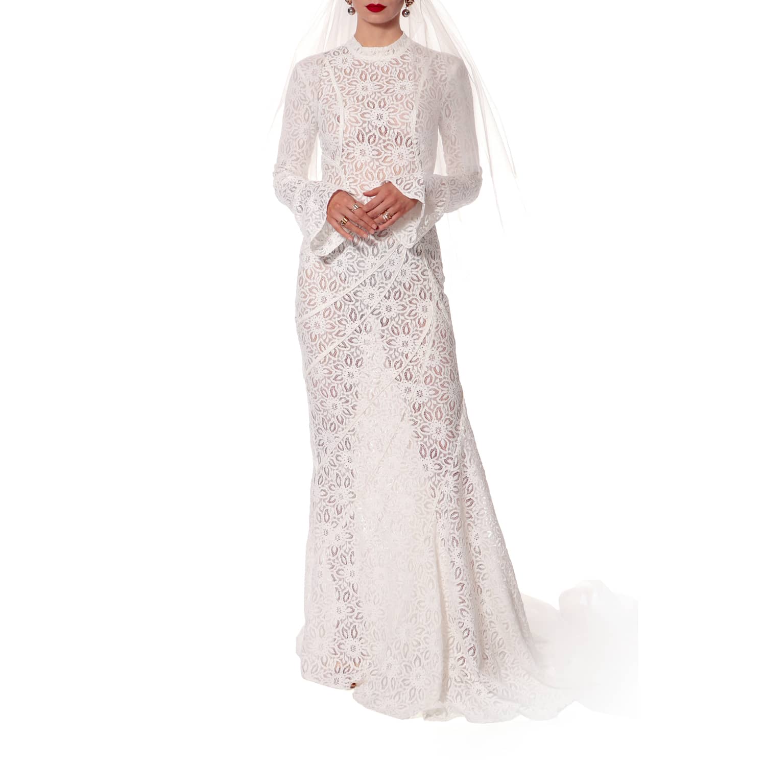 chinese dress ladies Zapaka Women White Boho Long Sleeves Engagement Party Dress with Lace V-Neck Maxi Dress, White / M main image 1