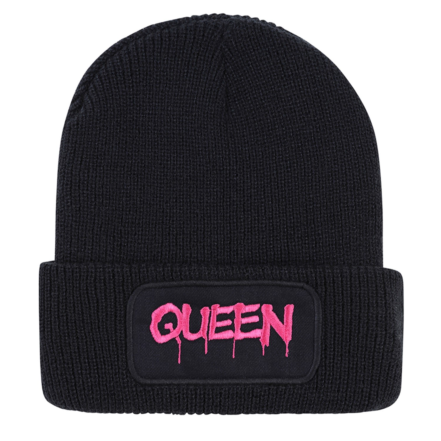 Women’s Blue Graffiti Queen Beanie Hat In Navy & Pink One Size James Steward