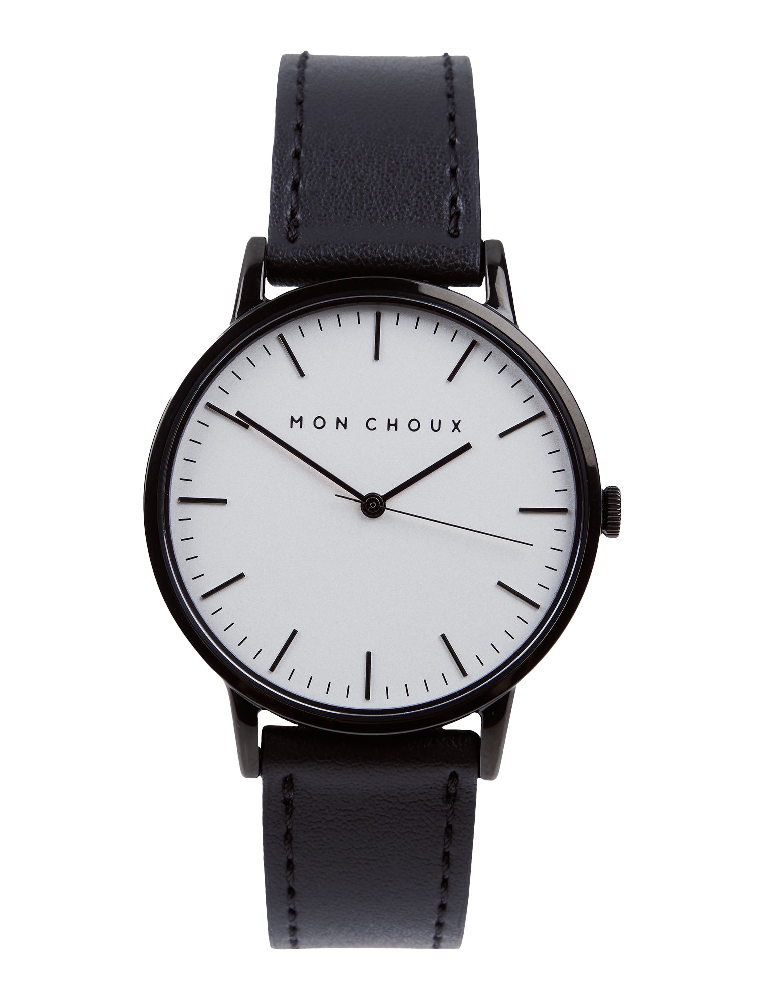 Men’s Black / White Classic White Noir Vegan Watch In Noir Grape Leather One Size Mon Choux