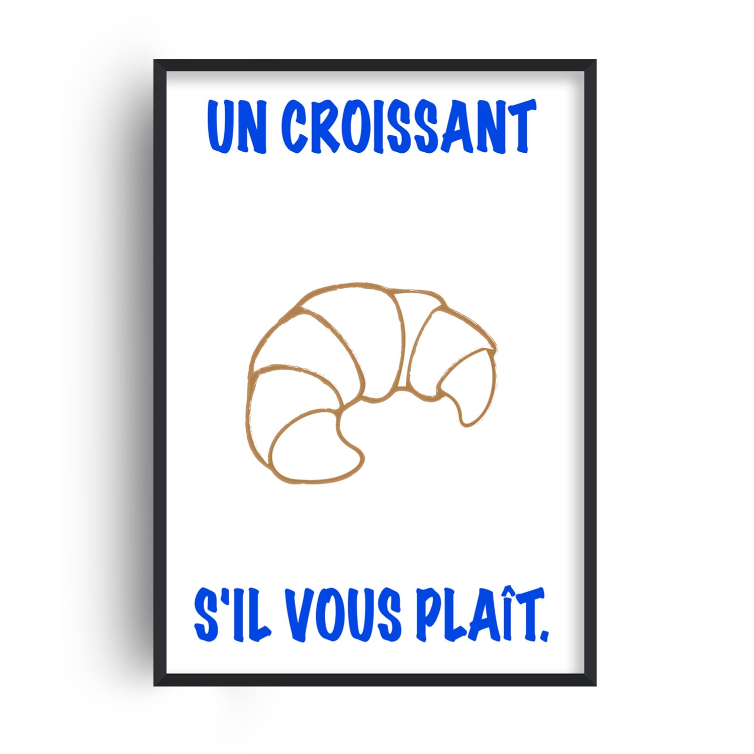 Fanclub Blue Un Croissant French Kitchen Retro Inspired Giclée Art Print A2 In Blue
