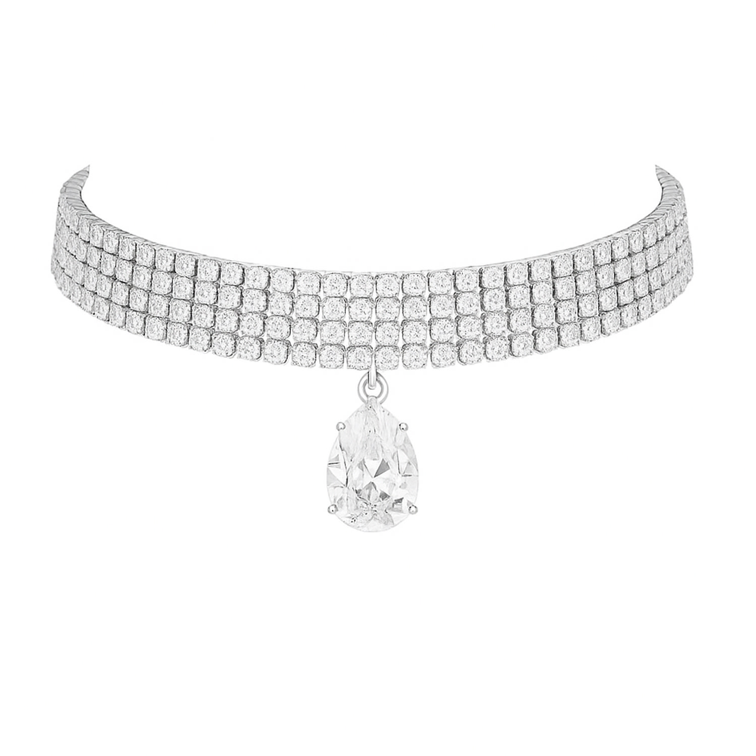 The Gala Women's Silver Crystal Teardrop Choker In Silver