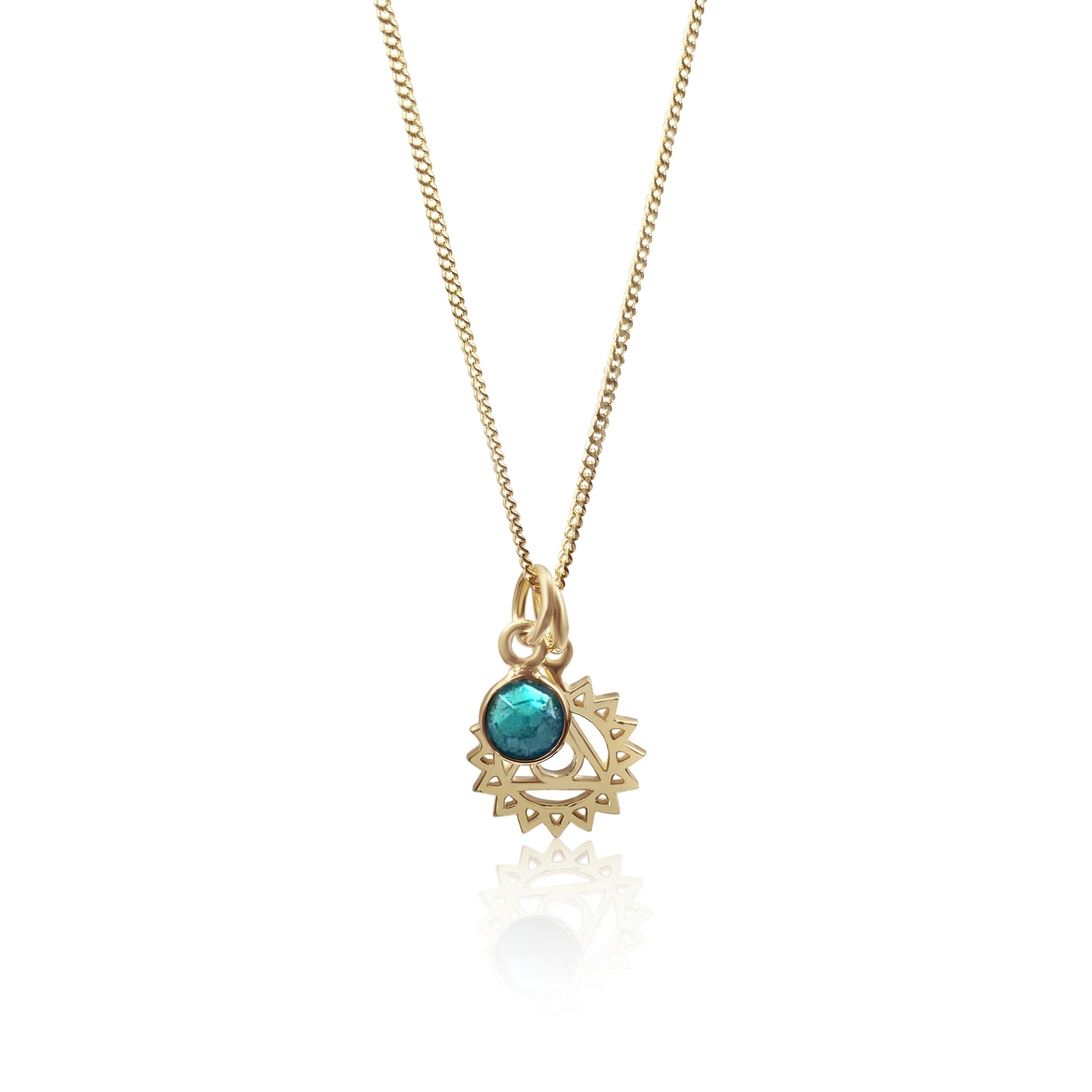 The Jewellery Store London Women's Gold / Blue Throat Chakra/vishuddha Chakra Charm Necklace In Gold Vermeil– Turquoise