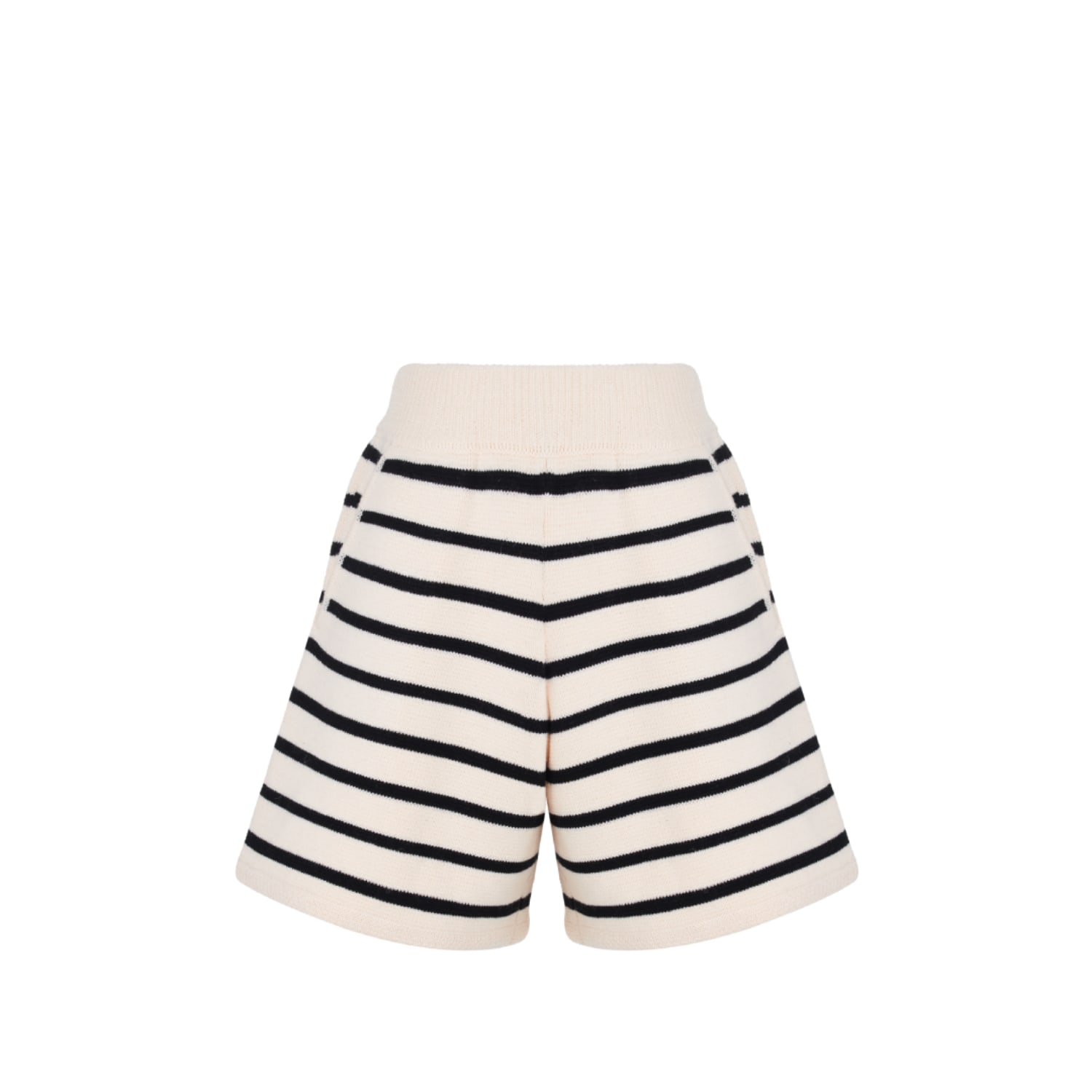 Black / White Black And White Premium Cotton Knitted Striped Shorts Small Kk