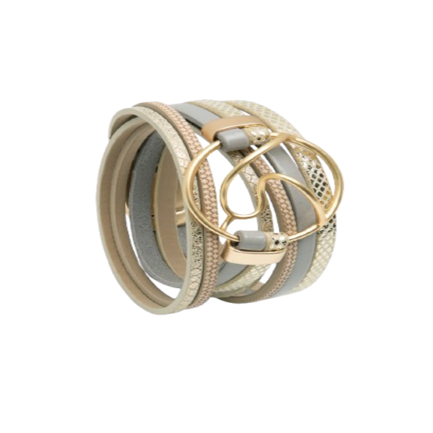 Women&rsquo;s Gold Leather Abstract Wrap Bracelet | Saachi