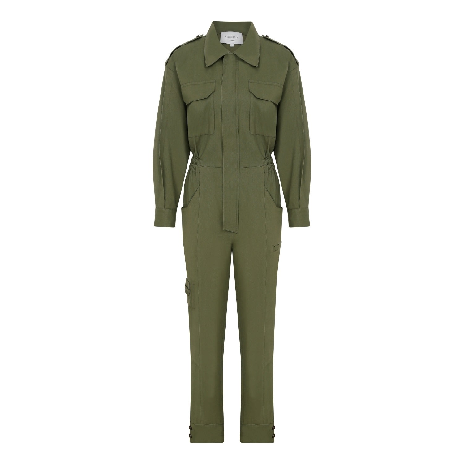 Shop Nazli Ceren Women's Green Dorothy Zipped Cotton Jumpsuit