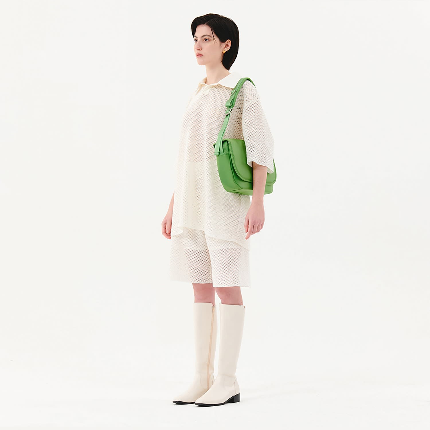 Round Flap Crossbody Bag - Green | HAH ARCHIVE | Wolf & Badger