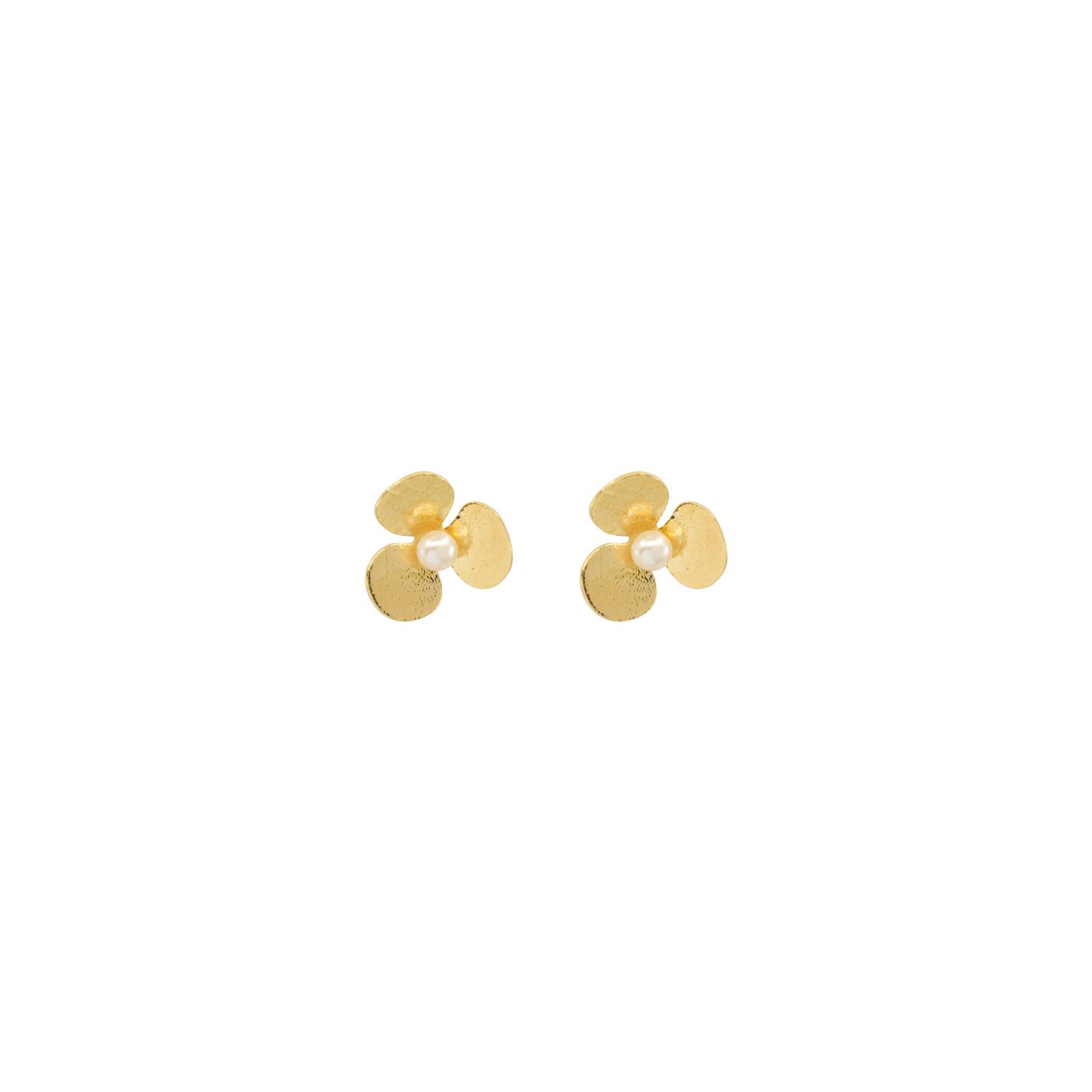 Atelier Petites Pierres Women's Gold Pearly Clover - Studs