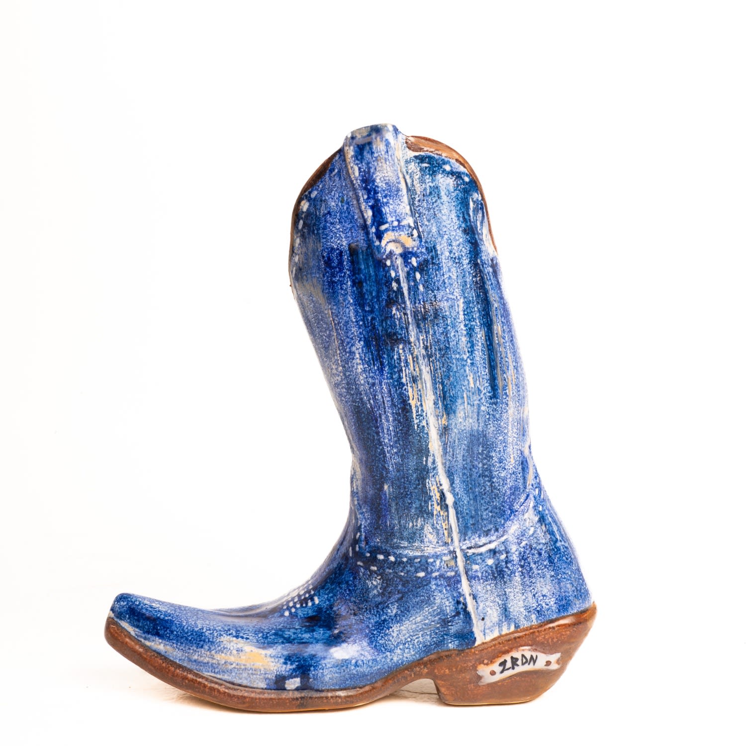 Blue Denim Texan Vase Boots, Handmade Home Decoration Ceramics One Size Generazione Zordan