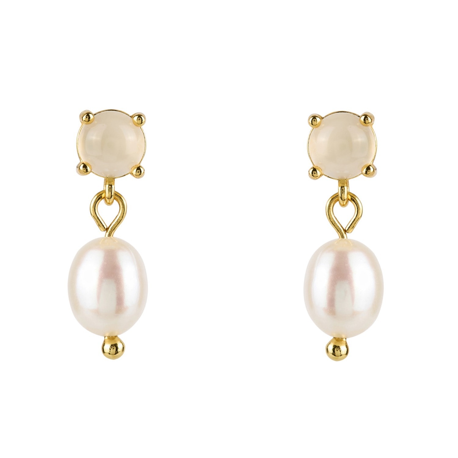 Ballinger Women's White / Gold Opalite Pearl Drop Earrings In Multi