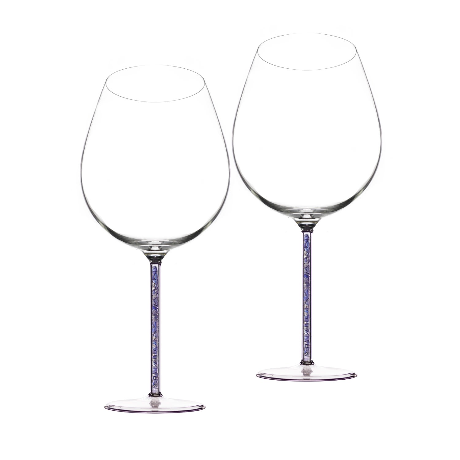 Greatfool Blue Crystal-stemmed Wine Goblet  - Lapis Lazuli - Two Piece In Transparent