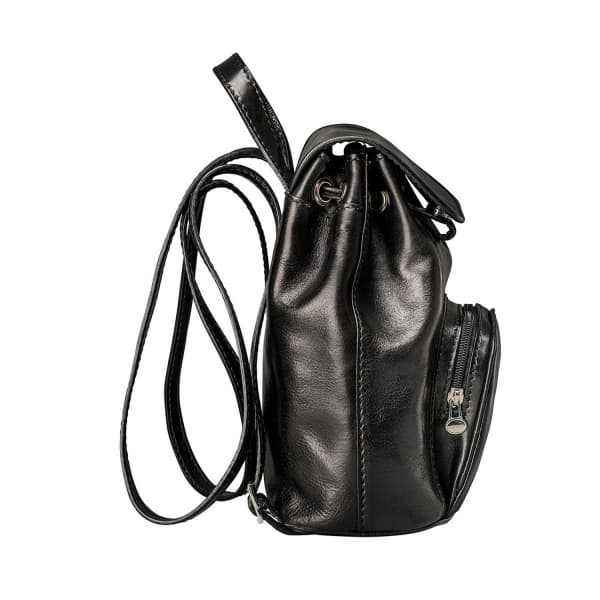 MAXWELL SCOTT BAGS Luxury Italian Leather Ladies Small Rucksack Popolo Black
