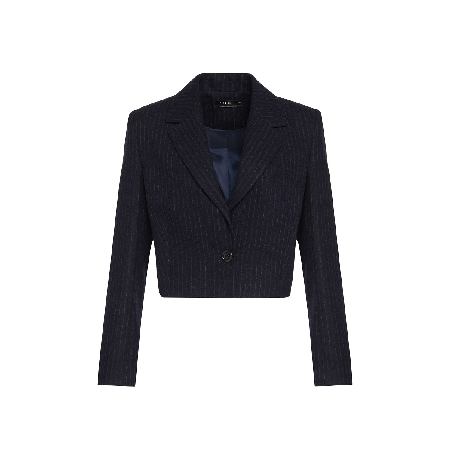 Women’s Striped Cashmere Dark Blue Crop Jacket Xxs Rue Les Createurs