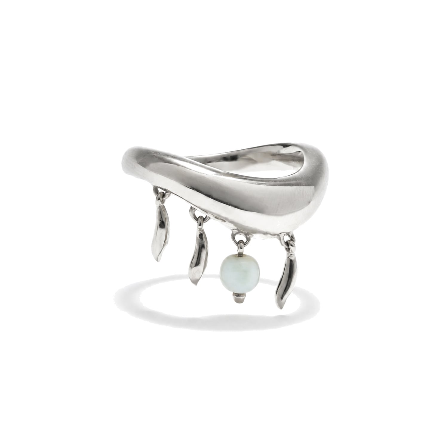 Stone Fruit Women's Fishbone Ring - Silver