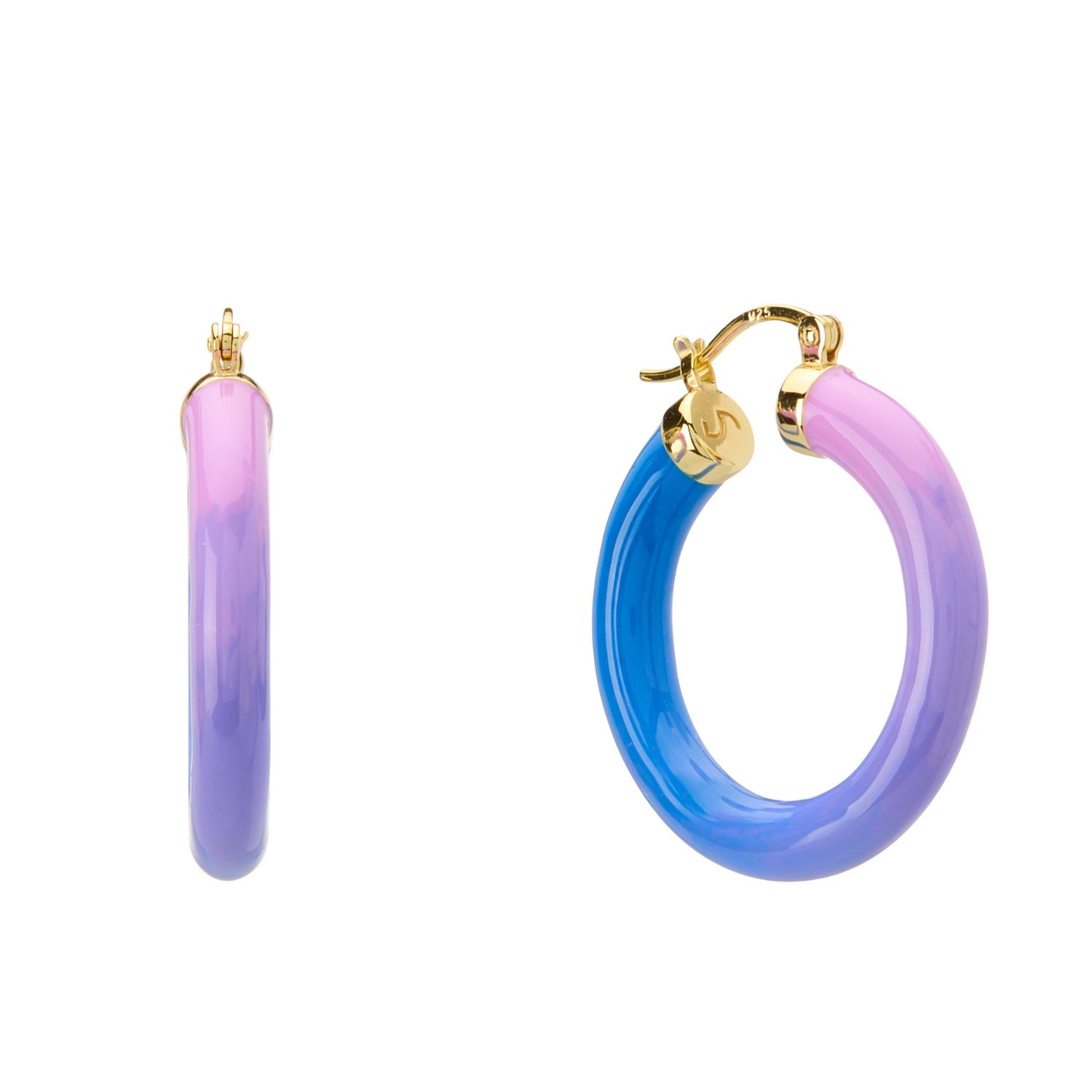 Dolcetto Designs Women's Blue / Gold Tropicale Dawn Hoop - Gold Vermeil