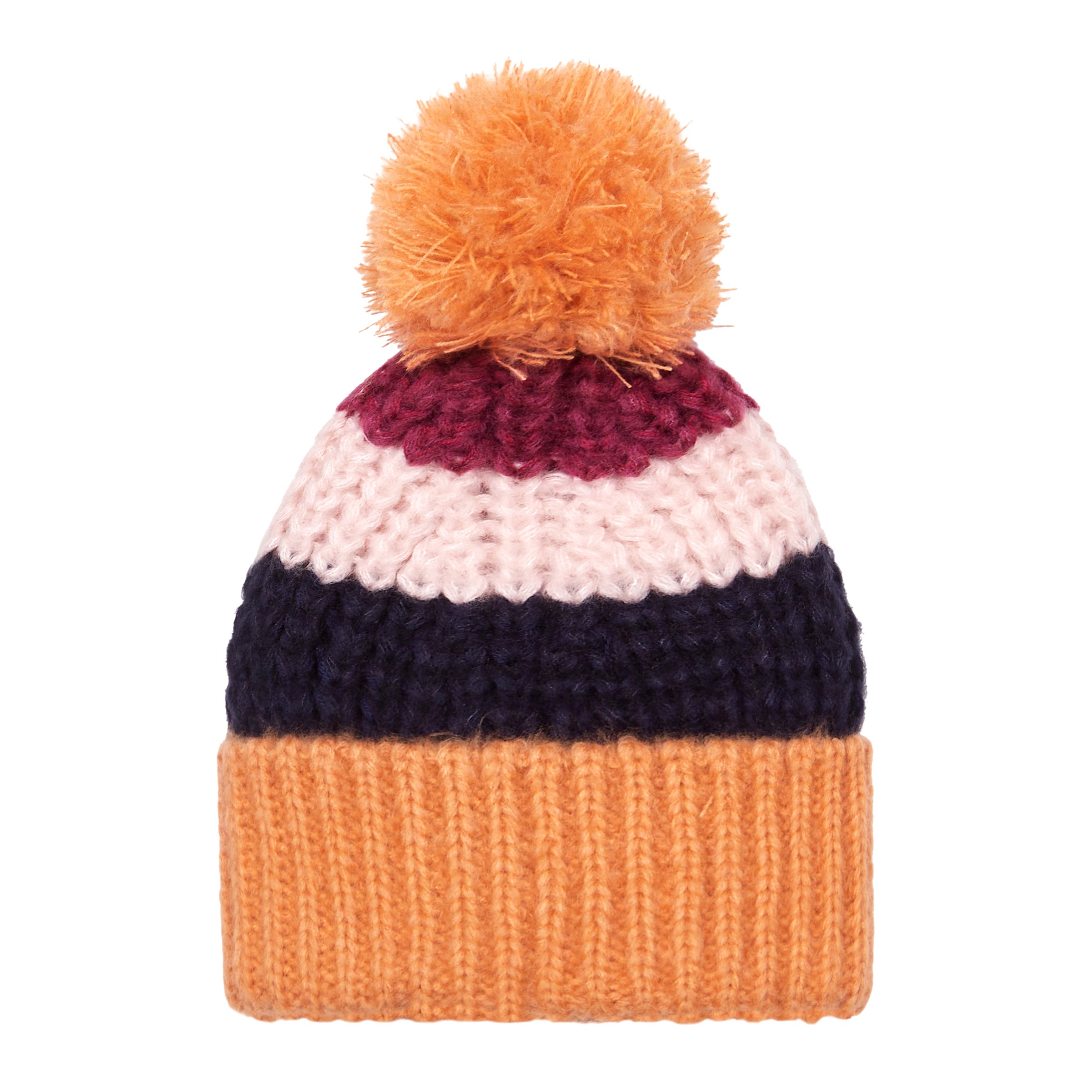 Women’s Phoebe Stripe Beanie Bobble Hat - Berry One Size Cara & the Sky