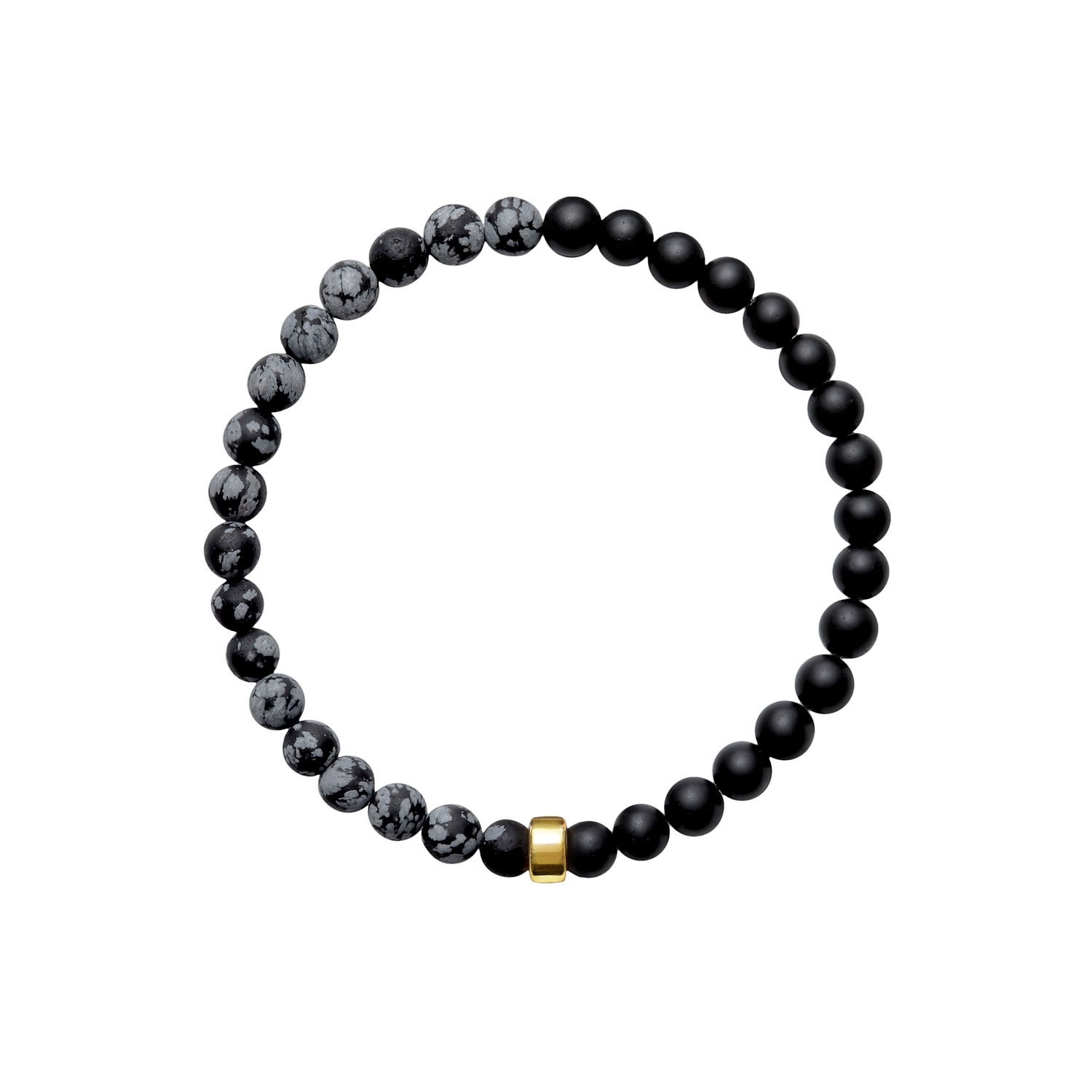 Ora Pearls Gold / Black / White Aro Men's Snowflake Obsidian & Onyx Bracelet Gold Bead In Multi