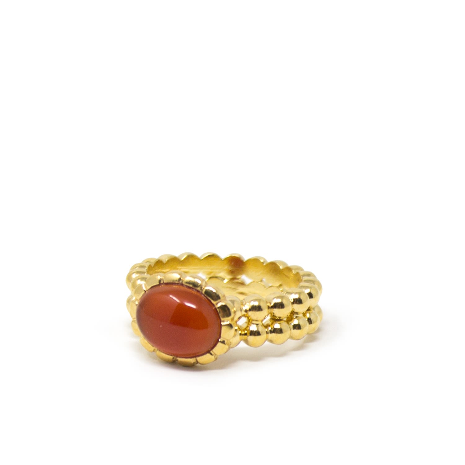 Vintouch Italy Women's Red Carnelian Beady Band Ring