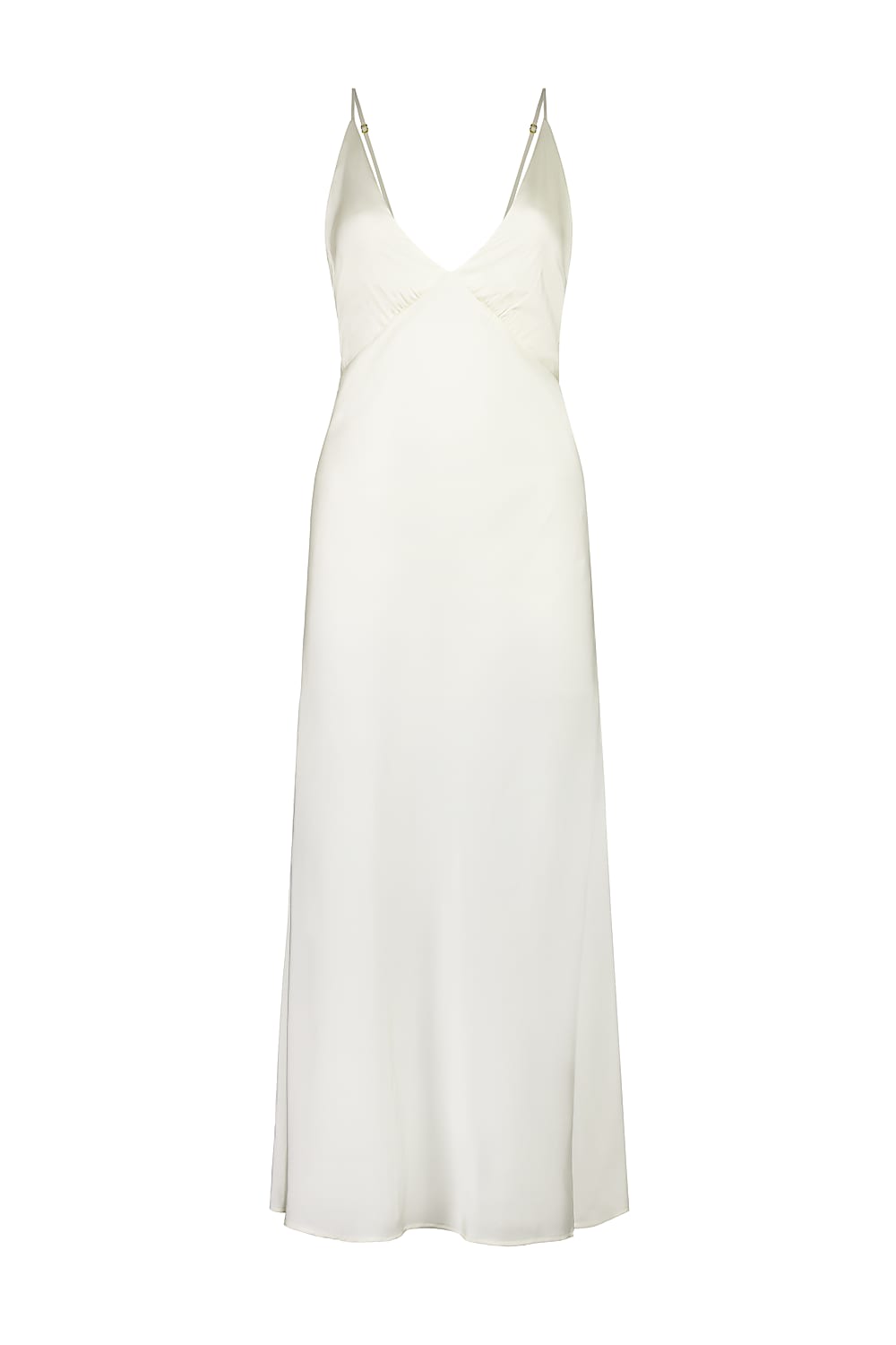 Gingerlilly Sleepwear Women's Neutrals Freda Ivory Satin Long Chemise In White