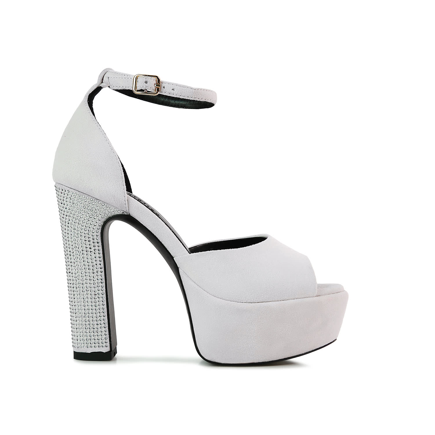 Rag & Co Women's Beaty White Rhinestones High Block Heeled Sandals By  In Animal Print